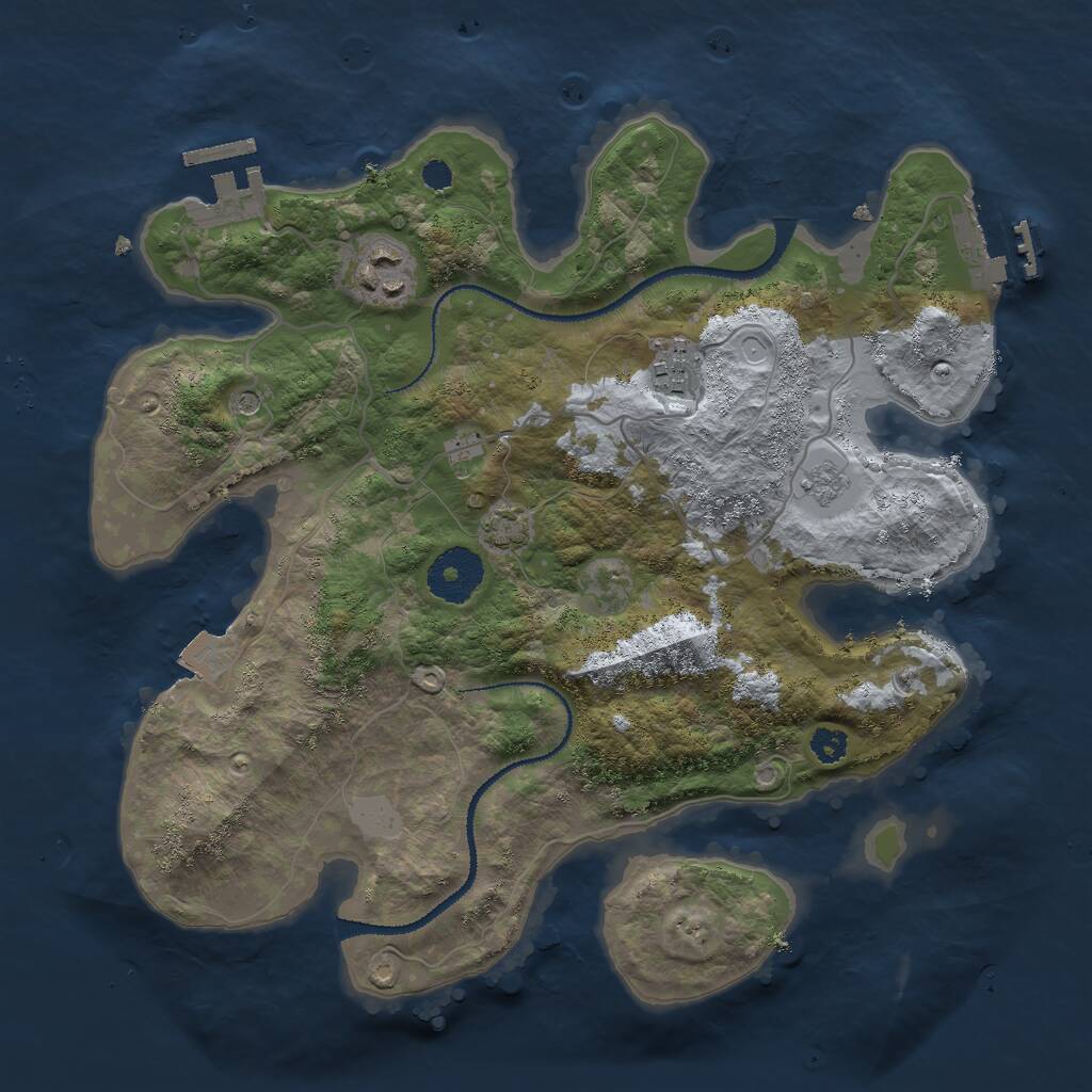 Rust Map: Procedural Map, Size: 3000, Seed: 1423139836, 8 Monuments