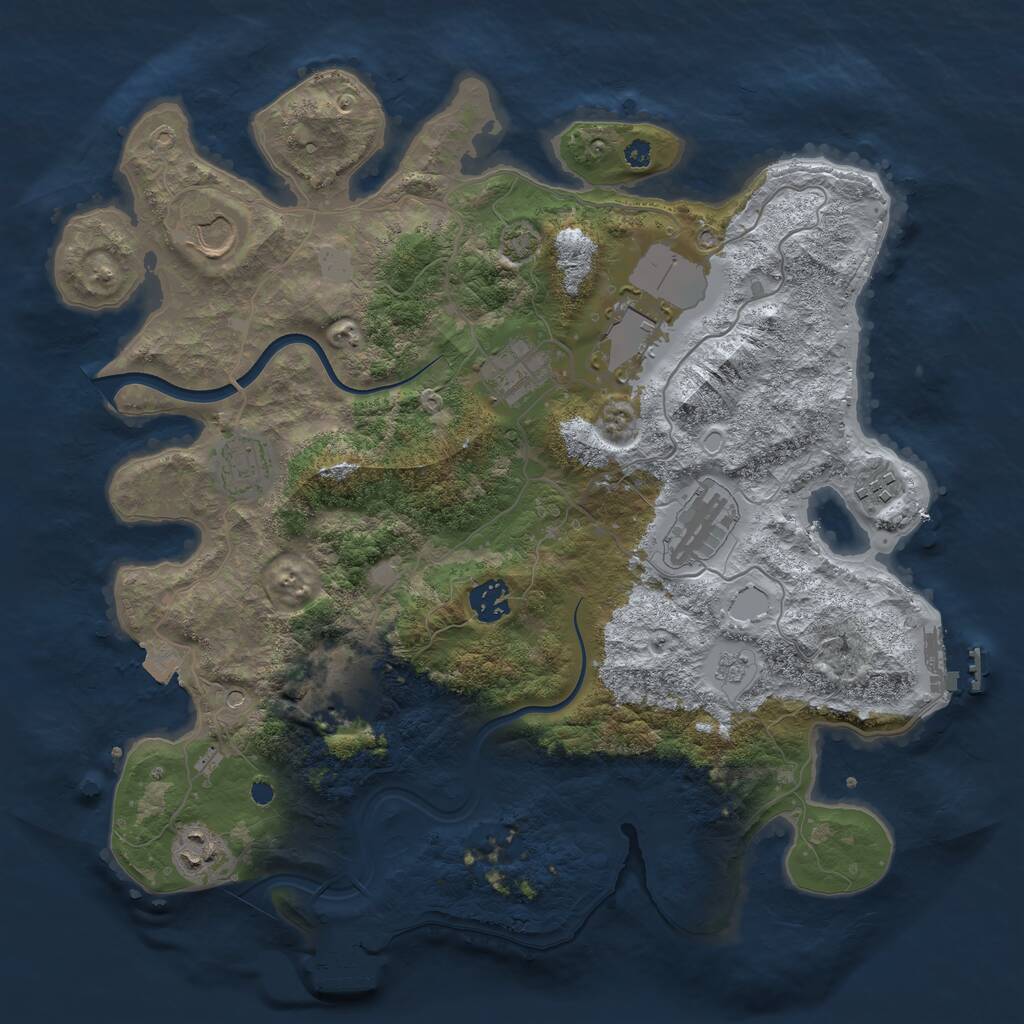 Rust Map: Procedural Map, Size: 3700, Seed: 8000, 15 Monuments
