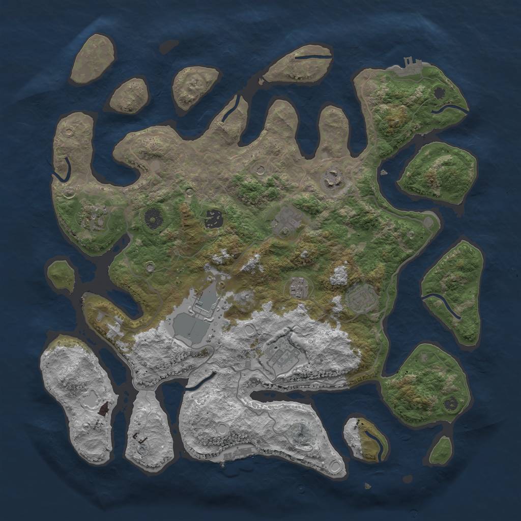 Rust Map: Procedural Map, Size: 4000, Seed: 714028928, 19 Monuments