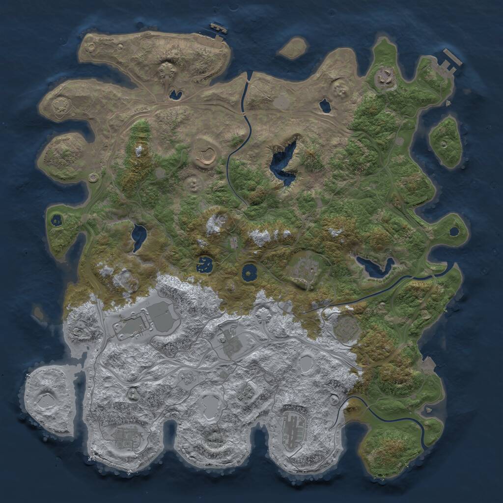 Rust Map: Procedural Map, Size: 4500, Seed: 37, 16 Monuments