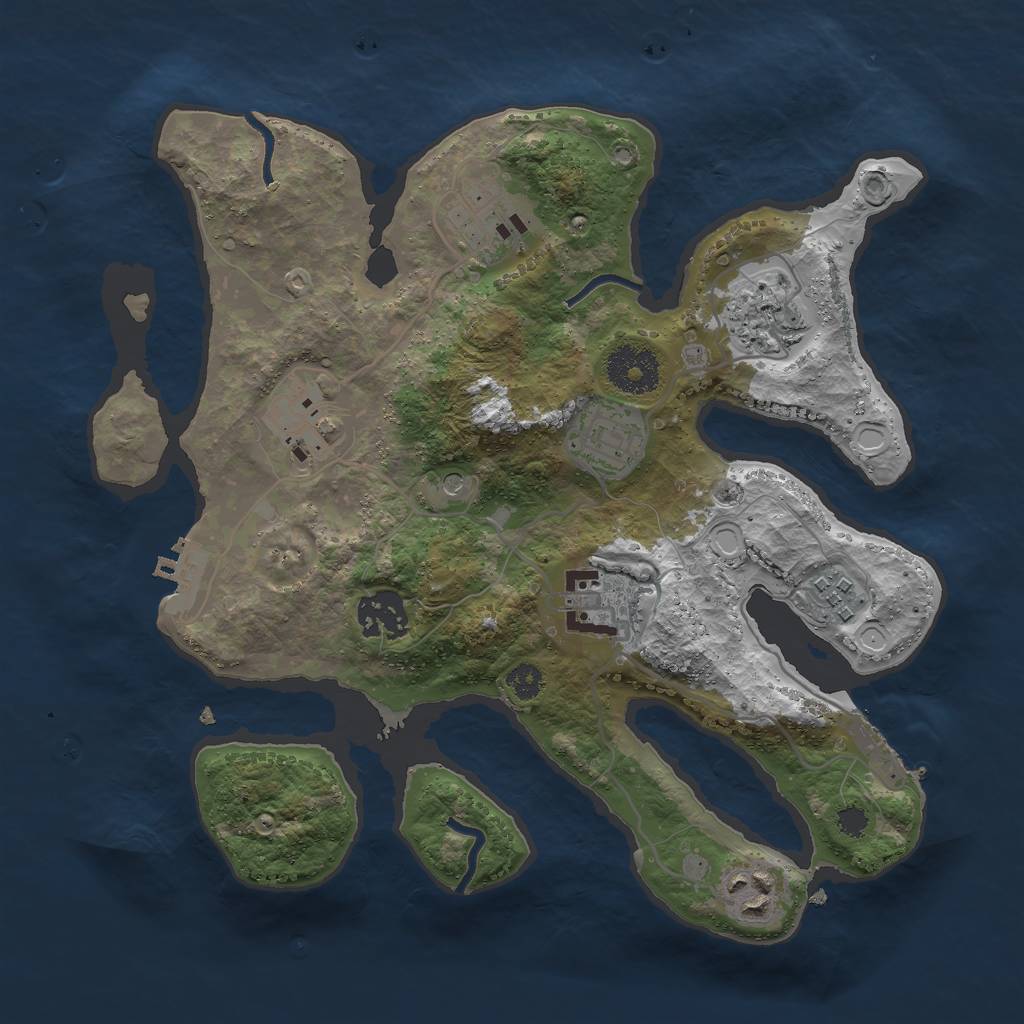 Rust Map: Procedural Map, Size: 3000, Seed: 1326809030, 19 Monuments