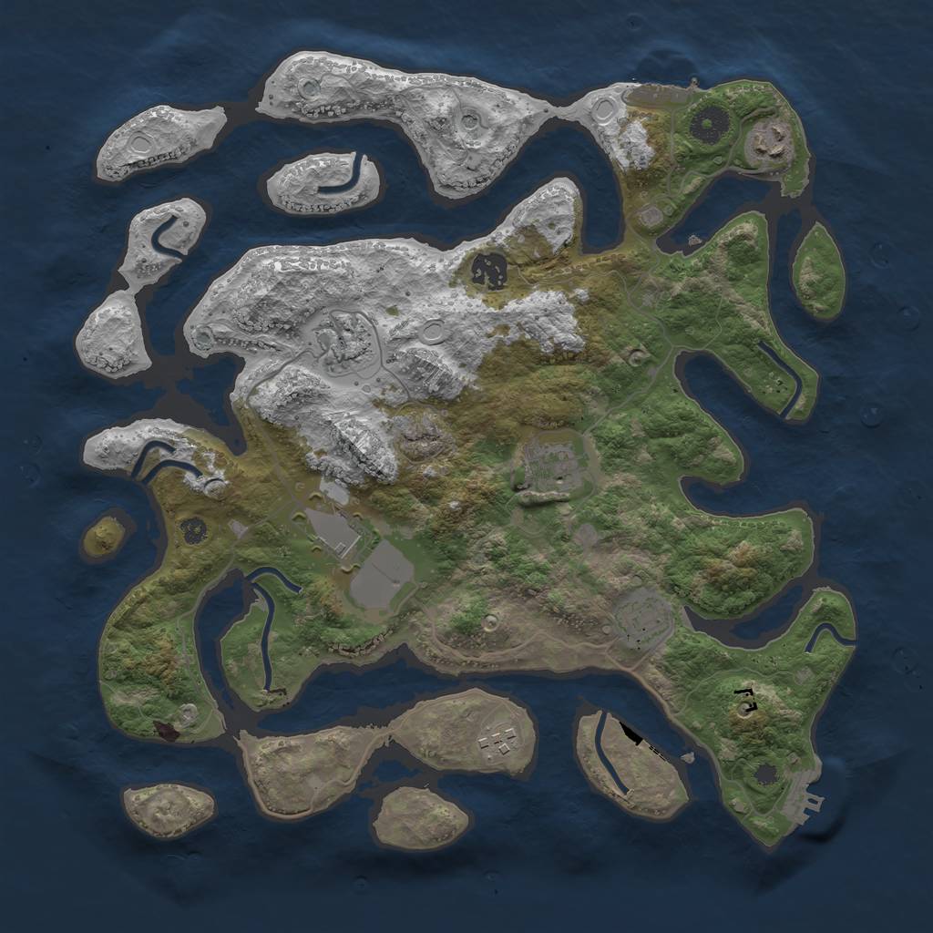 Rust Map: Procedural Map, Size: 3700, Seed: 1750, 18 Monuments