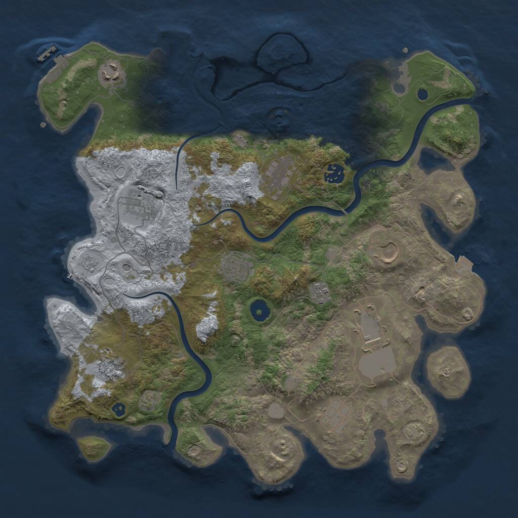 Rust Map: Procedural Map, Size: 3800, Seed: 3921769, 16 Monuments