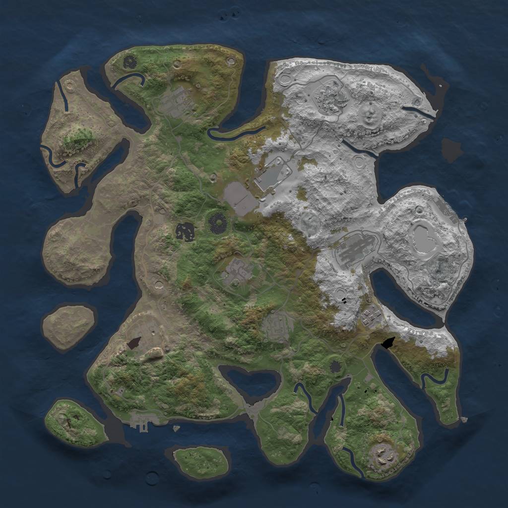 Rust Map: Procedural Map, Size: 3800, Seed: 13666777, 21 Monuments
