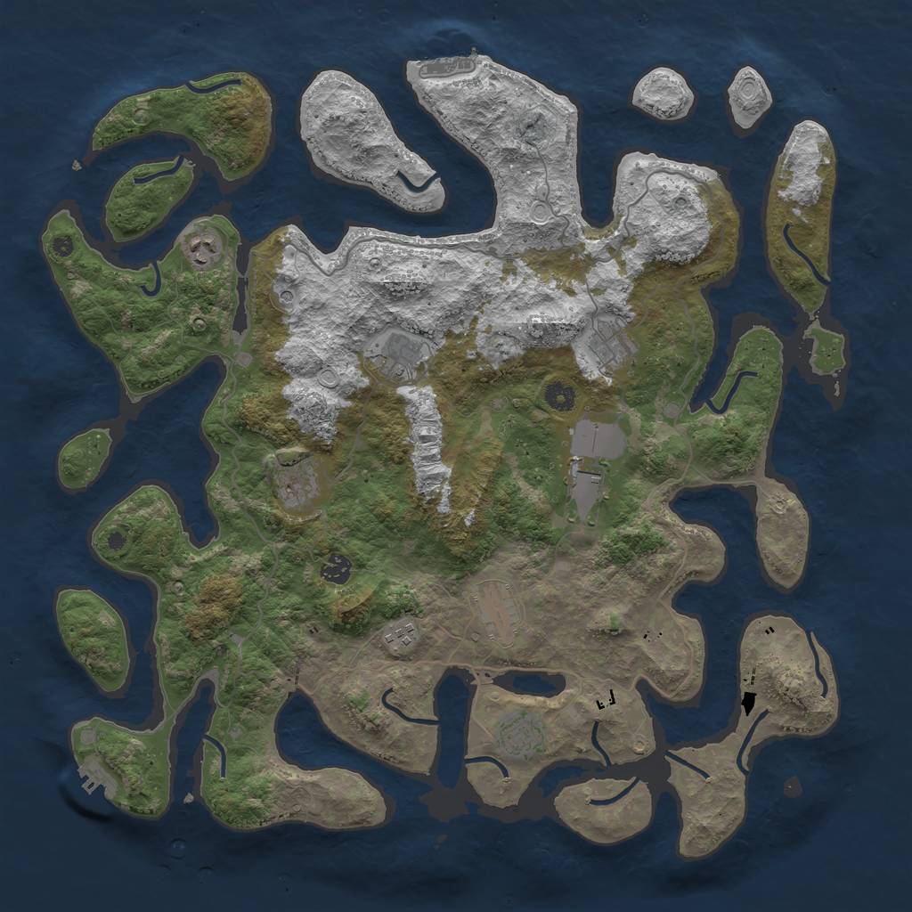 Rust Map: Procedural Map, Size: 4500, Seed: 1281414157, 20 Monuments