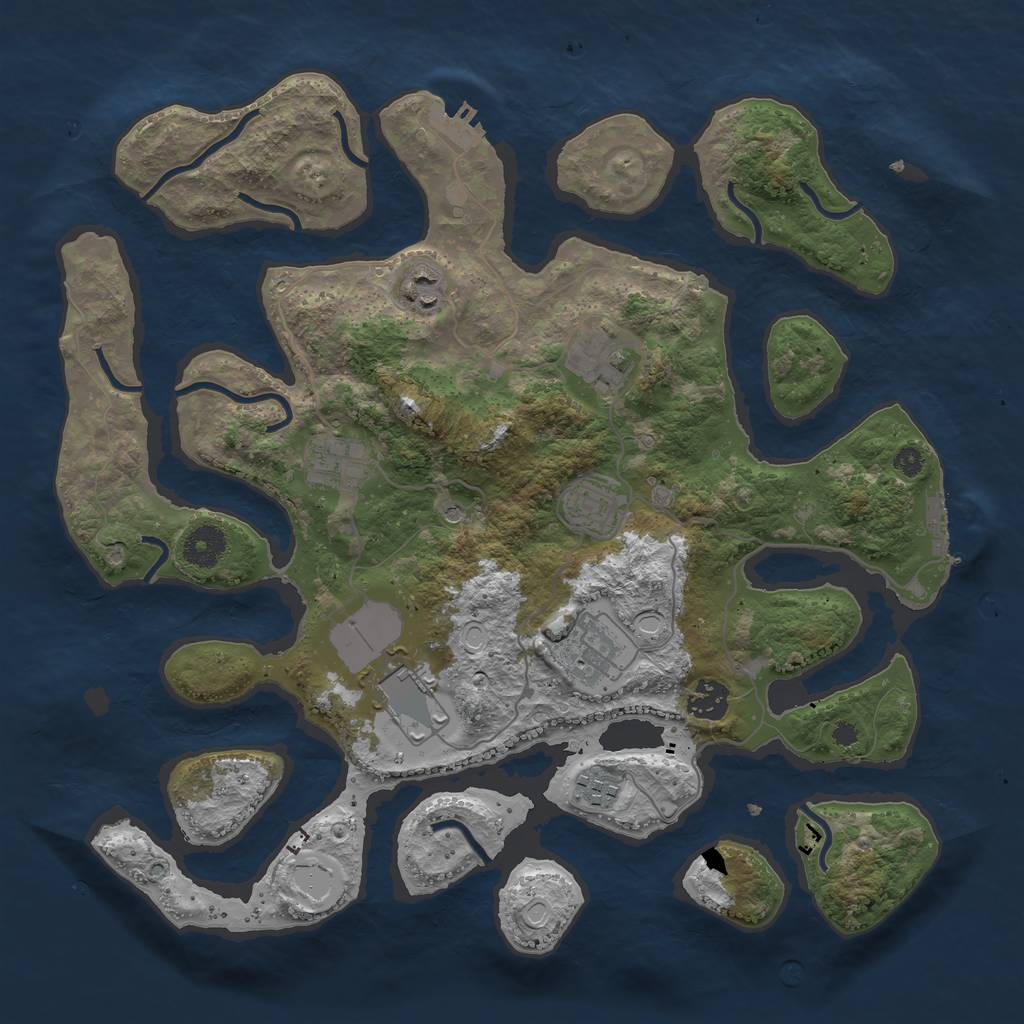 Rust Map: Procedural Map, Size: 3700, Seed: 1185, 19 Monuments