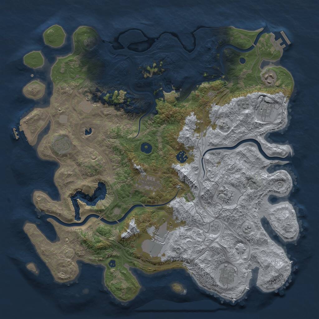 Rust Map: Procedural Map, Size: 4250, Seed: 229872, 16 Monuments