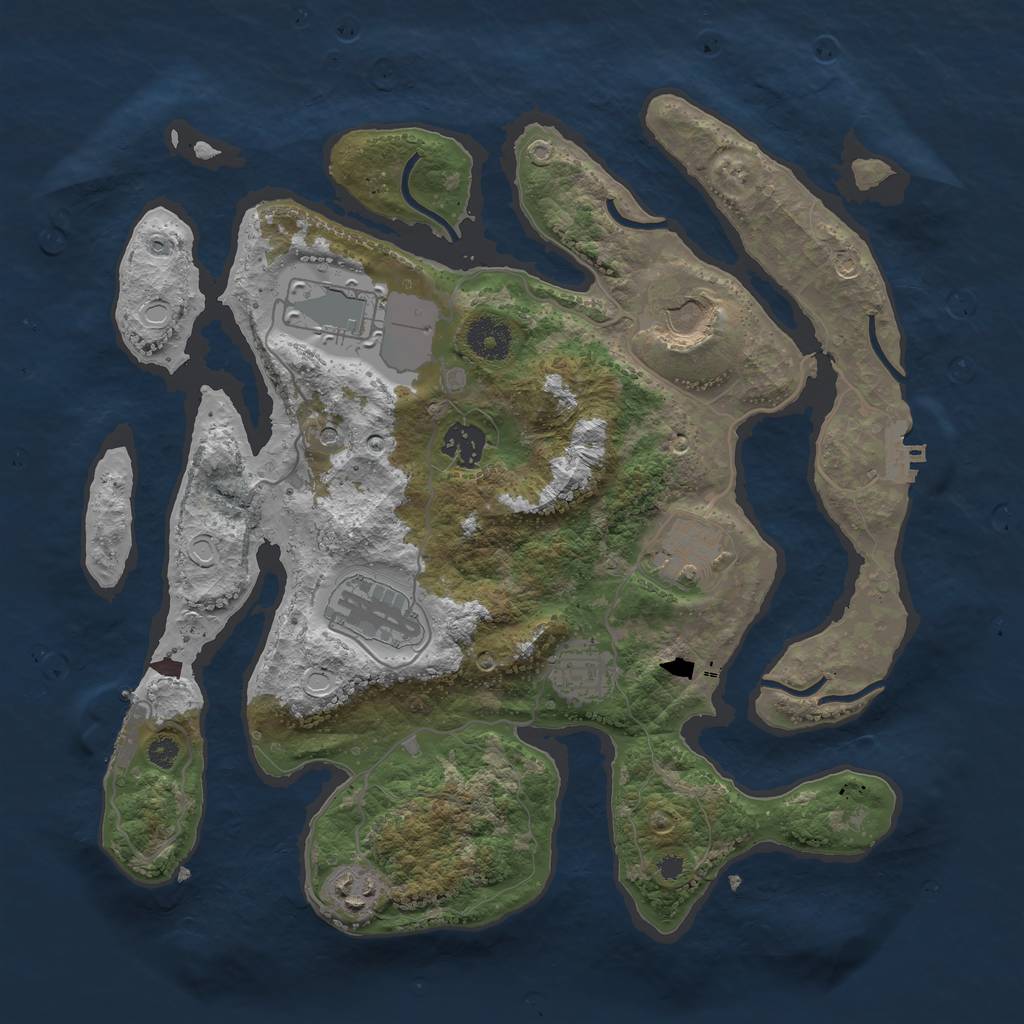 Rust Map: Procedural Map, Size: 3525, Seed: 223068, 18 Monuments