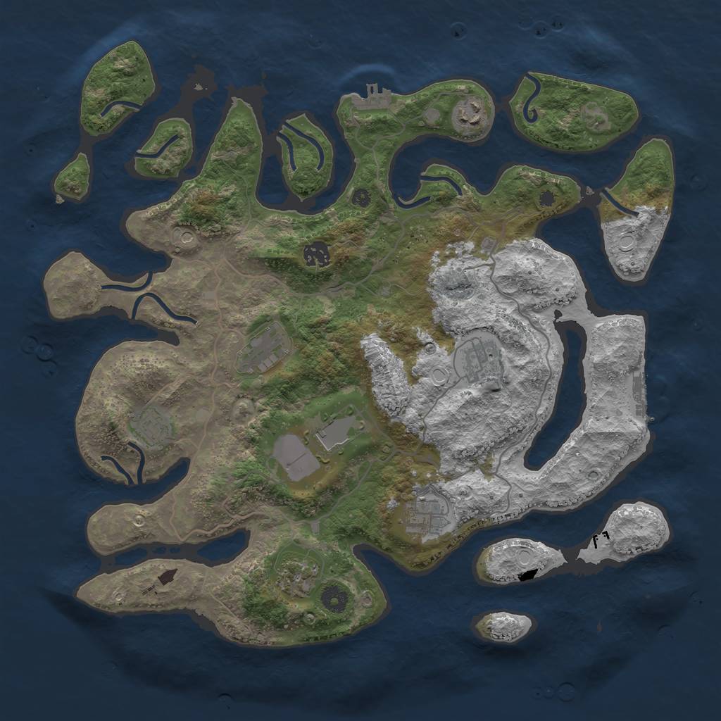 Rust Map: Procedural Map, Size: 4000, Seed: 50754, 19 Monuments