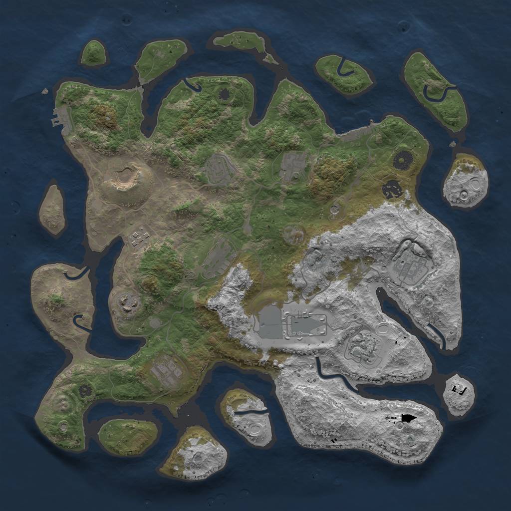 Rust Map: Procedural Map, Size: 3950, Seed: 1824395333, 22 Monuments