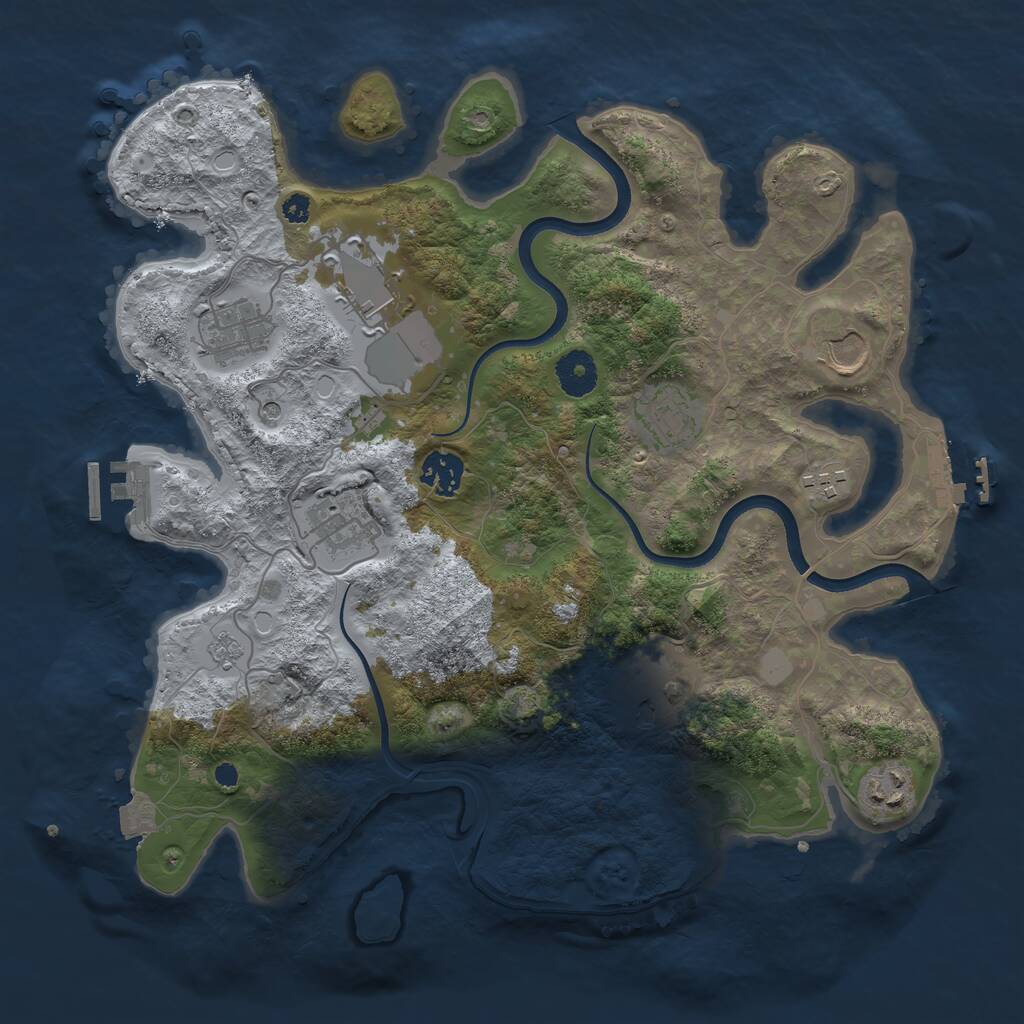 Rust Map: Procedural Map, Size: 3550, Seed: 123460, 15 Monuments