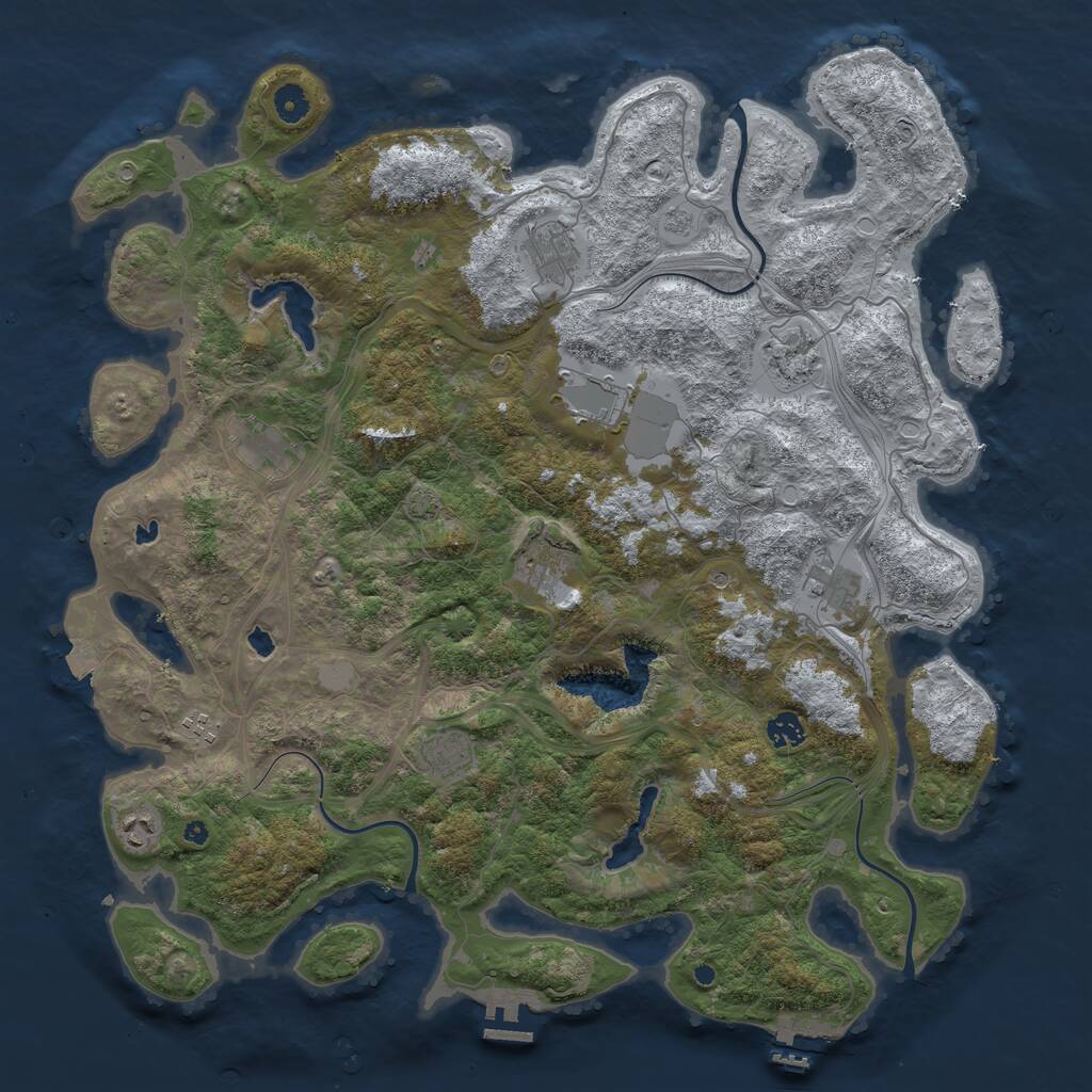 Rust Map: Procedural Map, Size: 4500, Seed: 6344, 16 Monuments