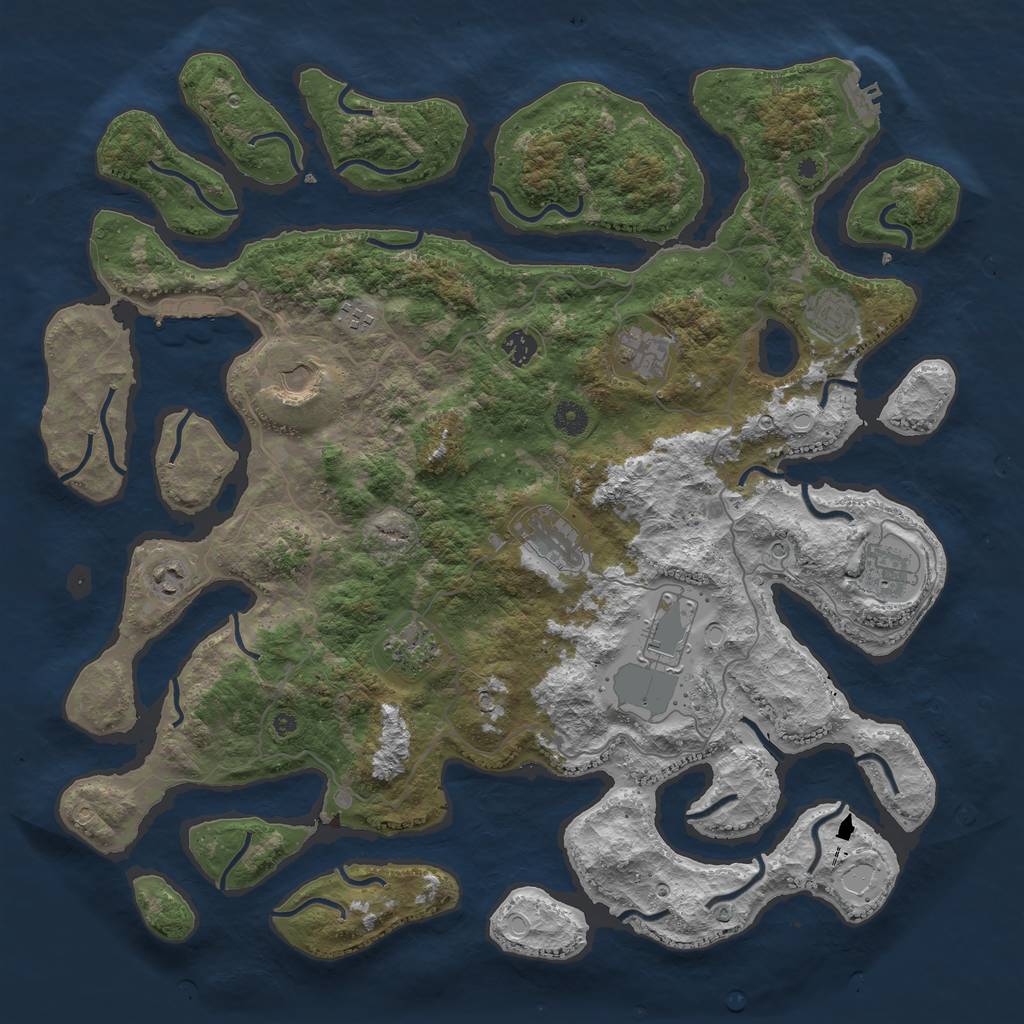Rust Map: Procedural Map, Size: 4500, Seed: 243915, 21 Monuments
