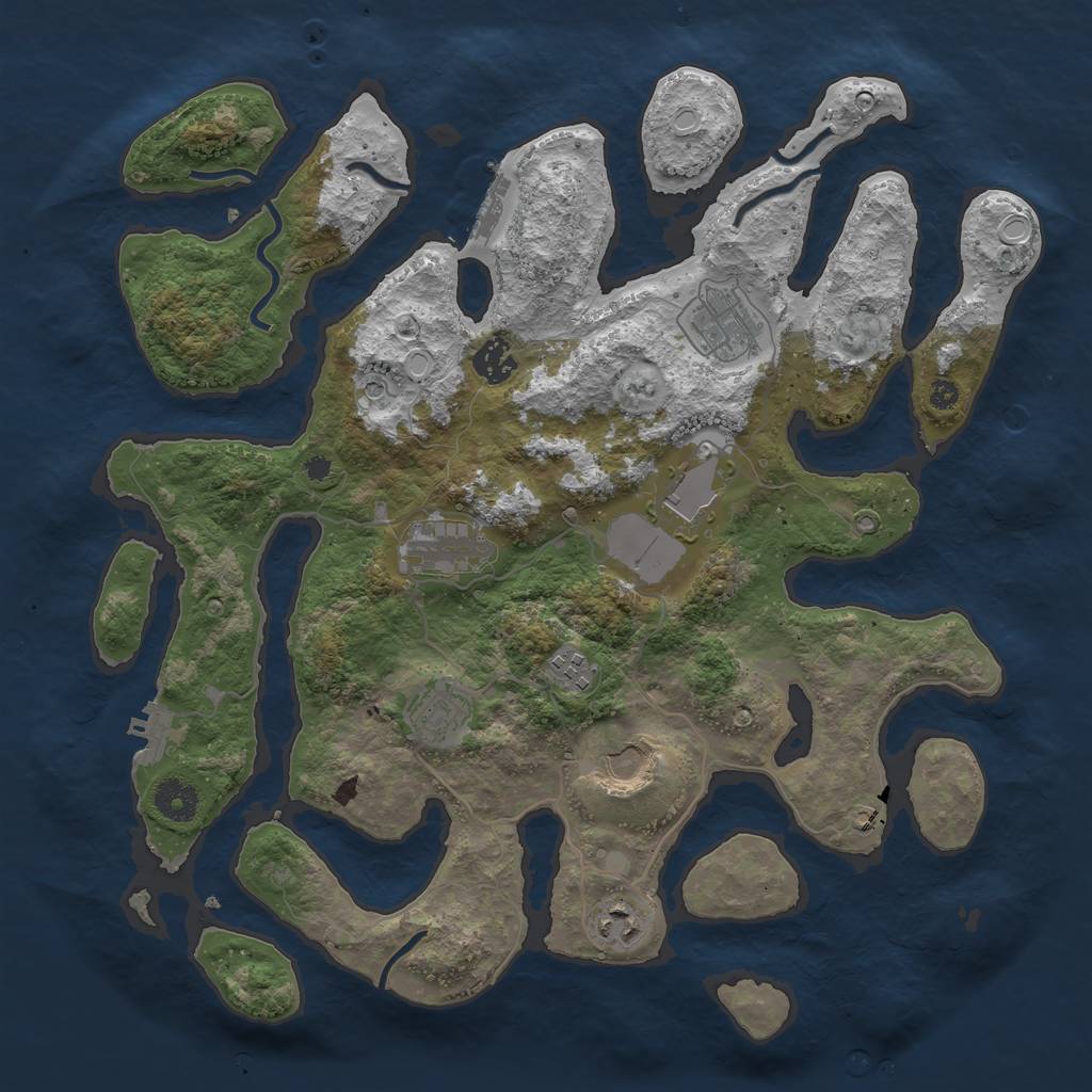 Rust Map: Procedural Map, Size: 3800, Seed: 1069568269, 19 Monuments