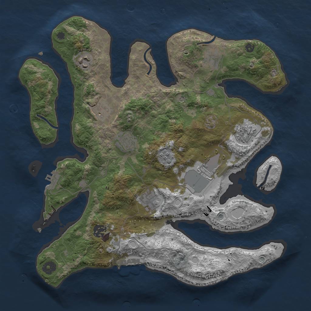 Rust Map: Procedural Map, Size: 3500, Seed: 3792713, 20 Monuments