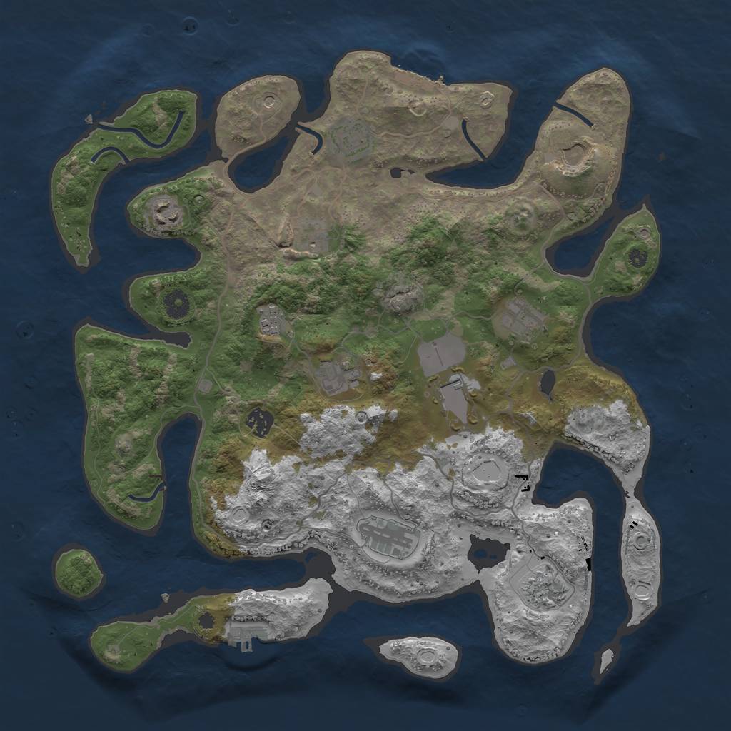 Rust Map: Procedural Map, Size: 4000, Seed: 245898087, 22 Monuments