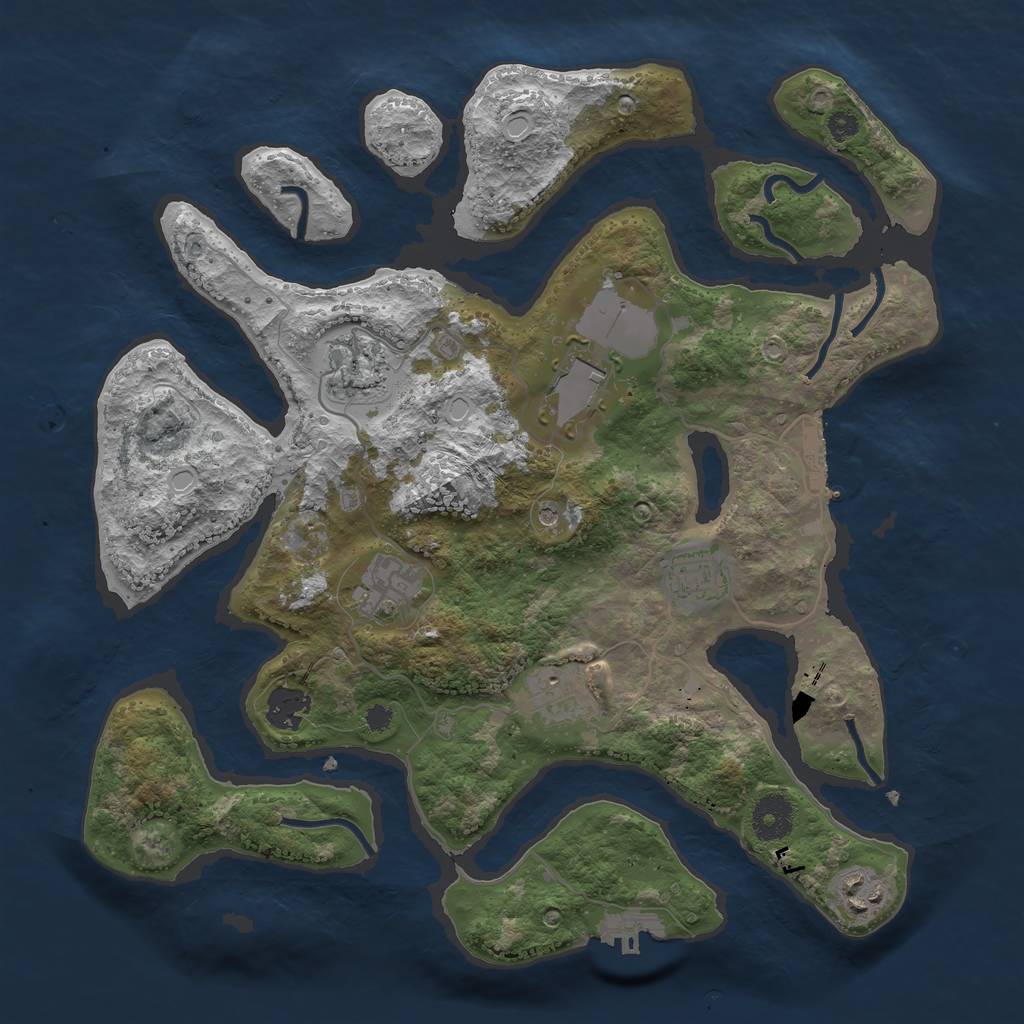 Rust Map: Procedural Map, Size: 3500, Seed: 750, 18 Monuments