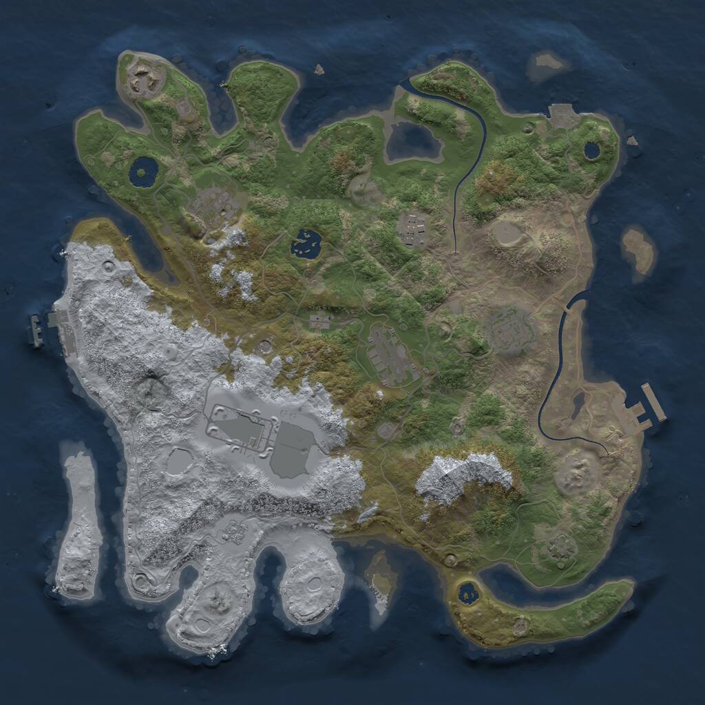 Rust Map: Procedural Map, Size: 3500, Seed: 128753, 13 Monuments