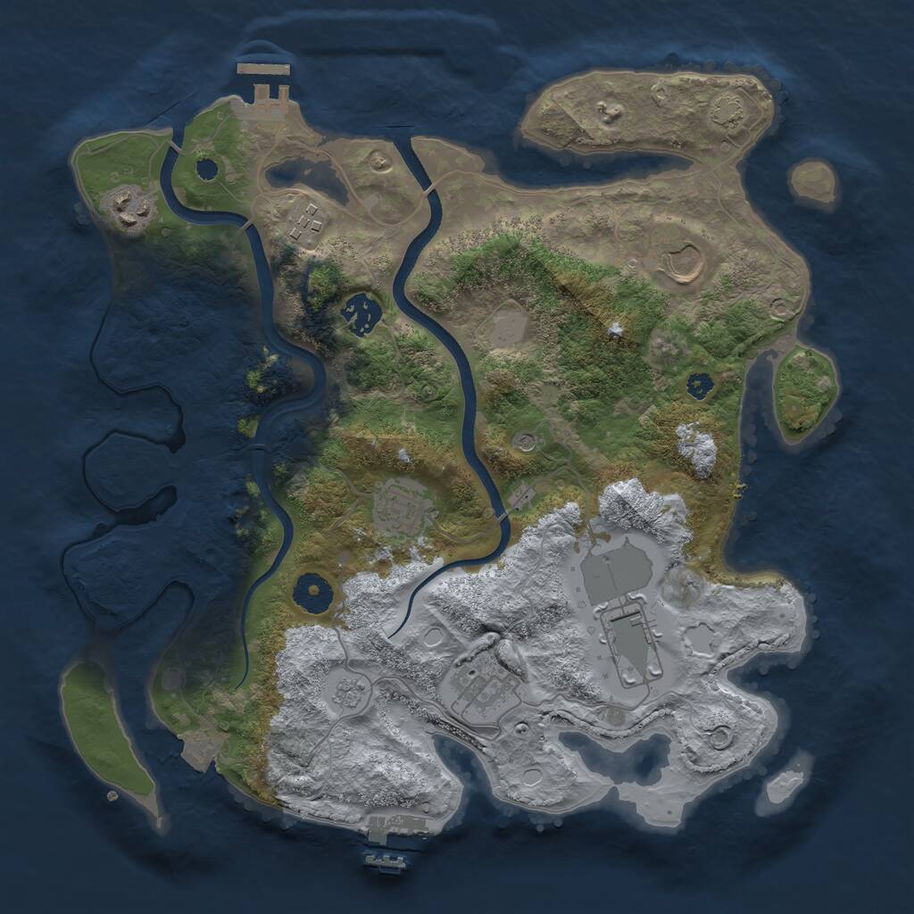 Rust Map: Procedural Map, Size: 3500, Seed: 429019, 13 Monuments