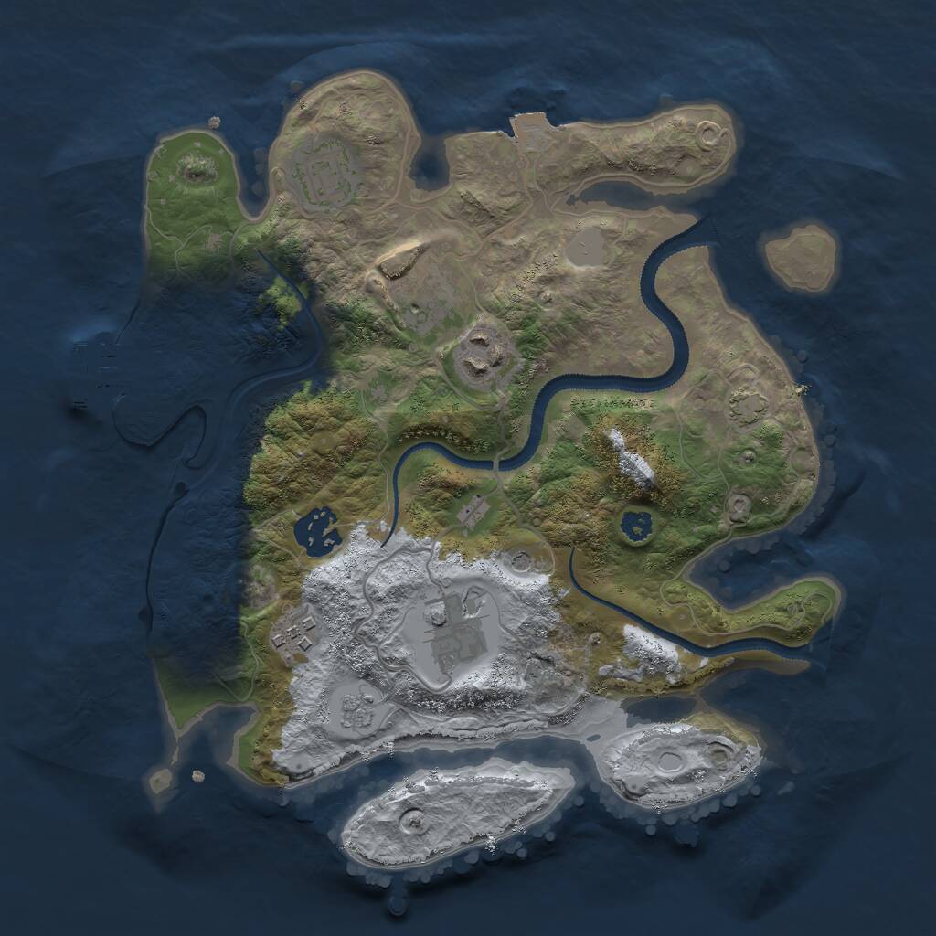 Rust Map: Procedural Map, Size: 3000, Seed: 6999223, 11 Monuments