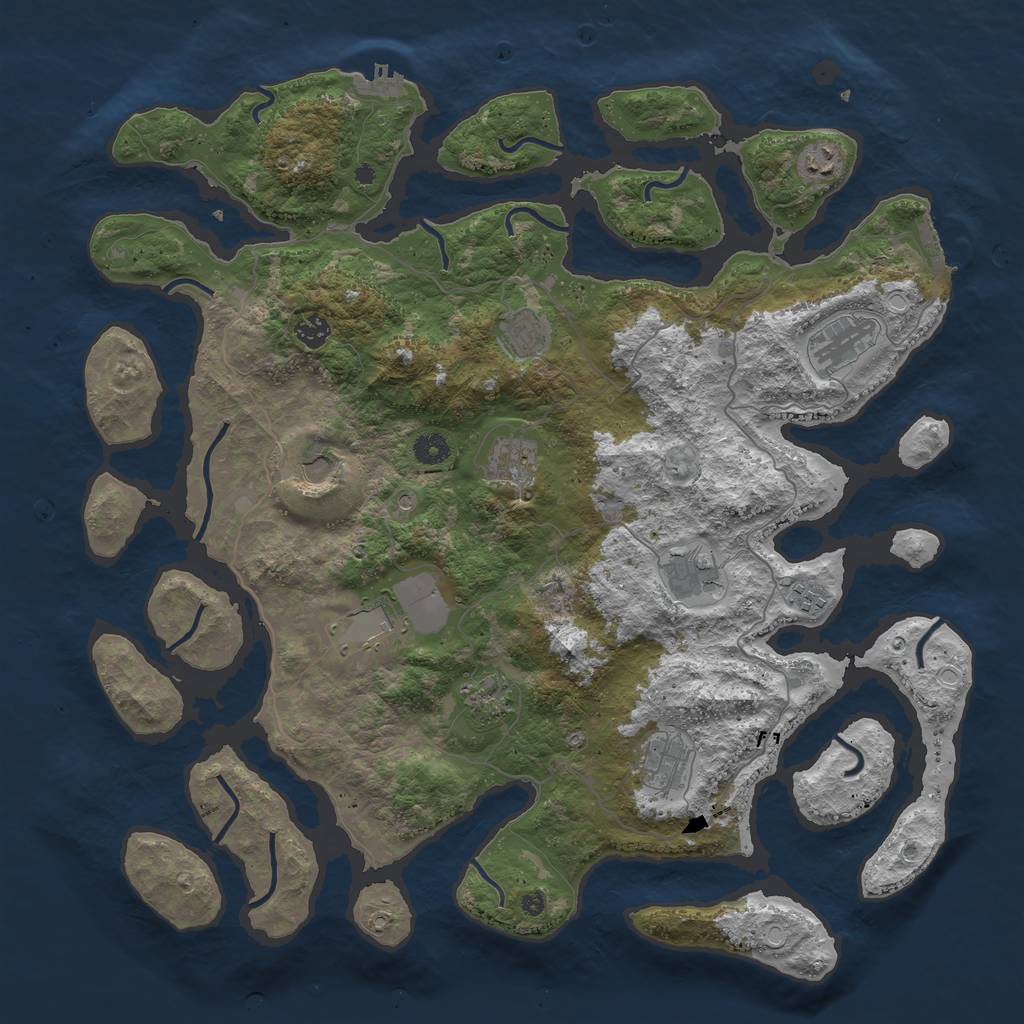 Rust Map: Procedural Map, Size: 4500, Seed: 1998949883, 22 Monuments
