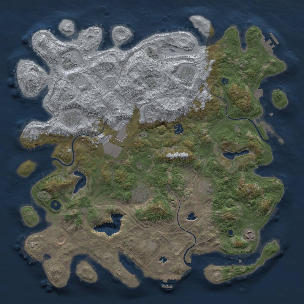 Rust Map: Procedural Map, Size: 4500, Seed: 1956786237, 16 Monuments