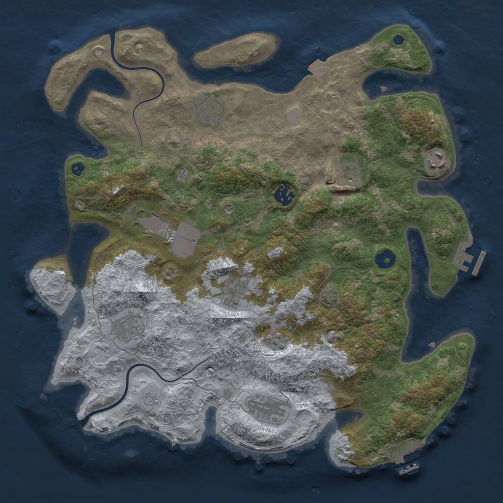 Rust Map: Procedural Map, Size: 3850, Seed: 45678934, 15 Monuments