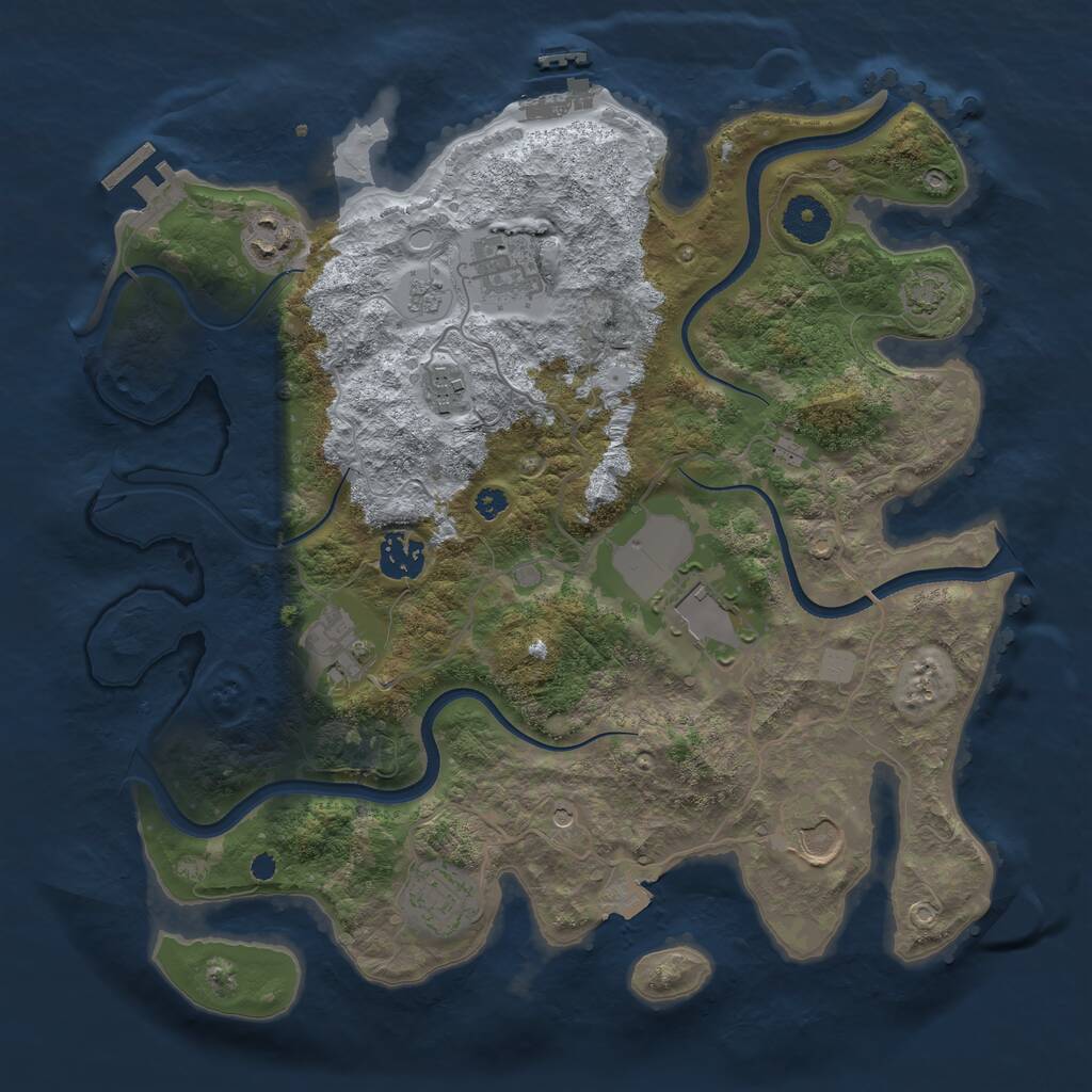 Rust Map: Procedural Map, Size: 3500, Seed: 1354886654, 14 Monuments