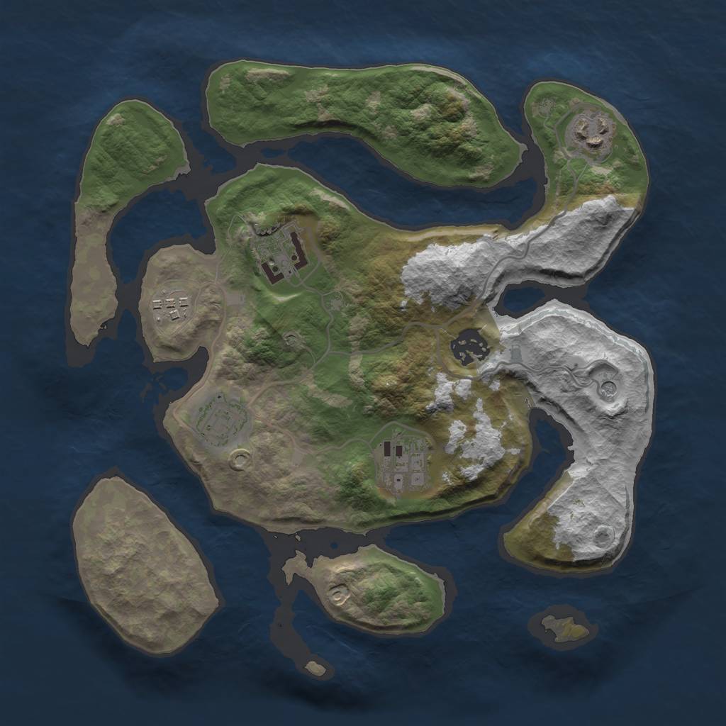 Rust Map: Barren, Size: 3000, Seed: 83, 9 Monuments
