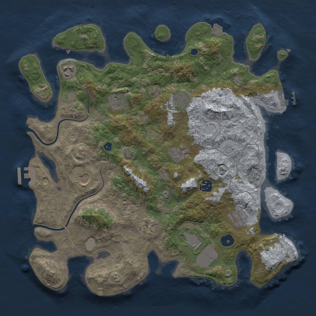 Rust Map: Procedural Map, Size: 3800, Seed: 152345343, 16 Monuments