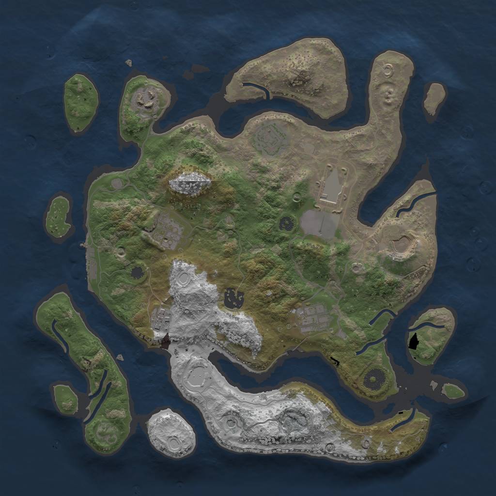Rust Map: Procedural Map, Size: 3500, Seed: 748596213, 18 Monuments