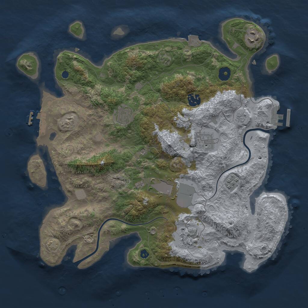 Rust Map: Procedural Map, Size: 3500, Seed: 175547341, 13 Monuments