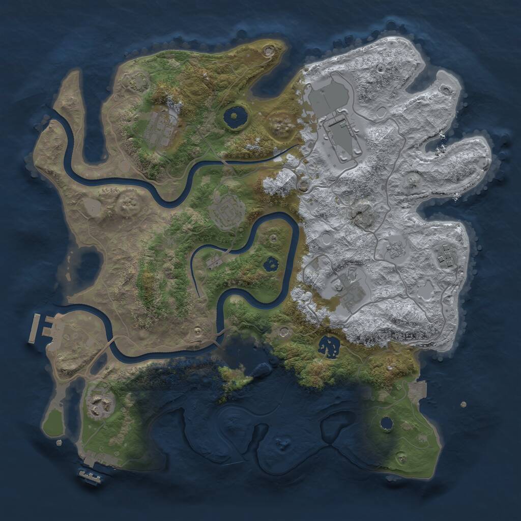 Rust Map: Procedural Map, Size: 3500, Seed: 1432324325, 14 Monuments