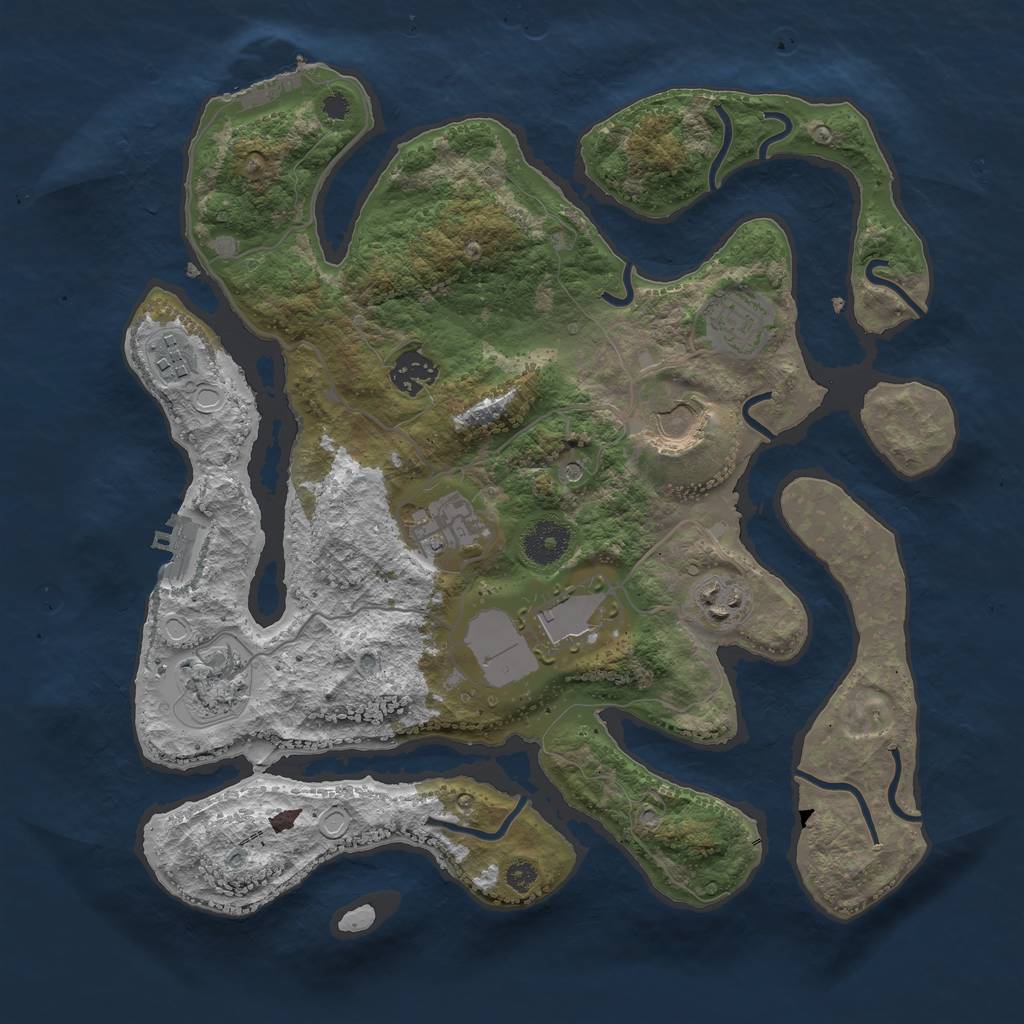 Rust Map: Procedural Map, Size: 3500, Seed: 568245, 19 Monuments