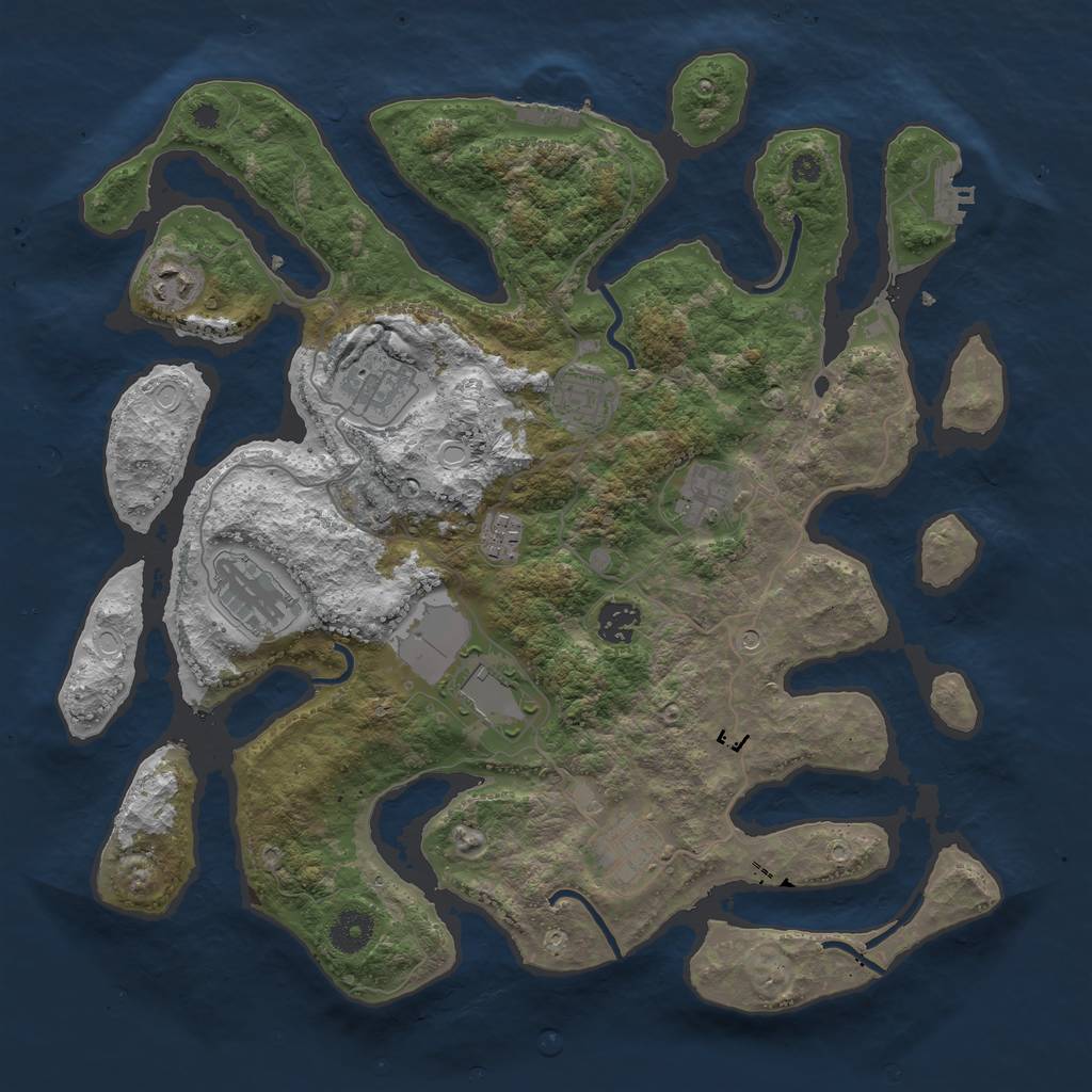 Rust Map: Procedural Map, Size: 3800, Seed: 1181725069, 20 Monuments