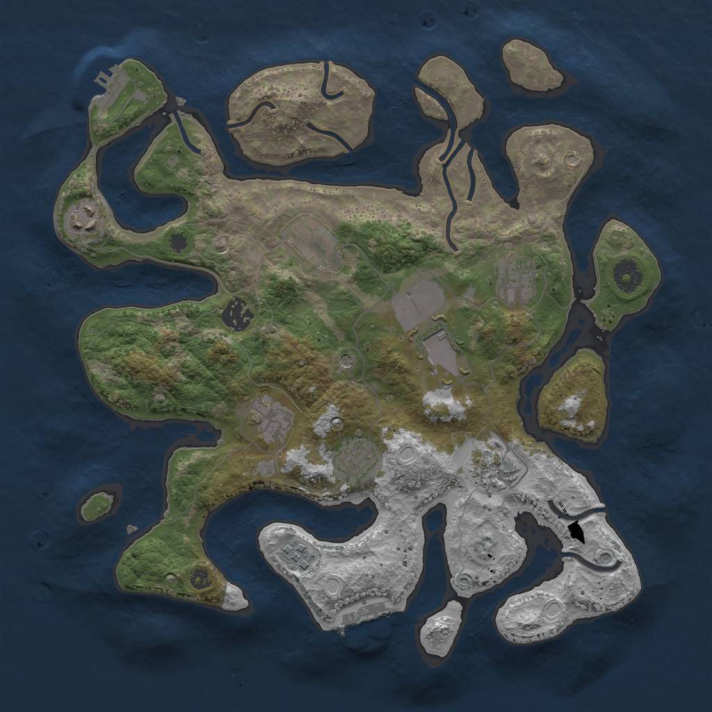 Rust Map: Procedural Map, Size: 3500, Seed: 24818184, 20 Monuments