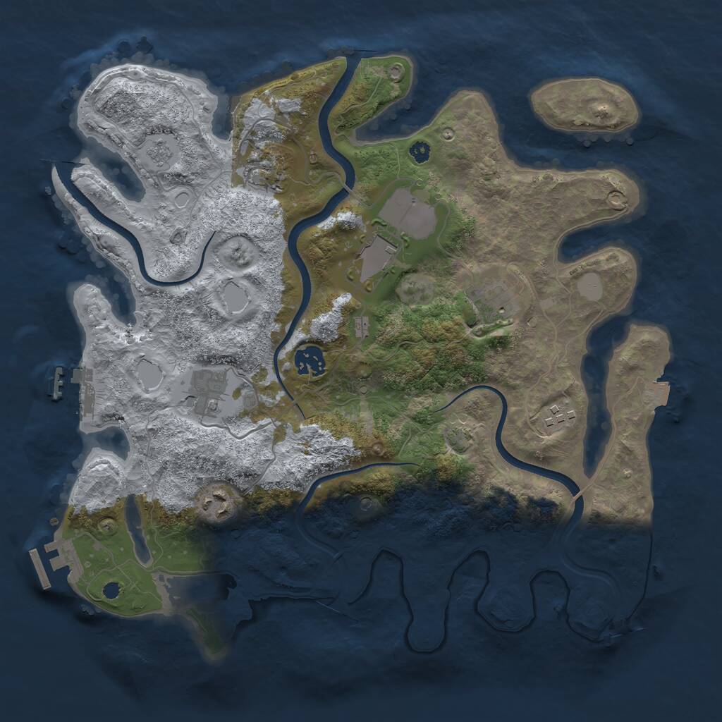 Rust Map: Procedural Map, Size: 3500, Seed: 2083933409, 13 Monuments