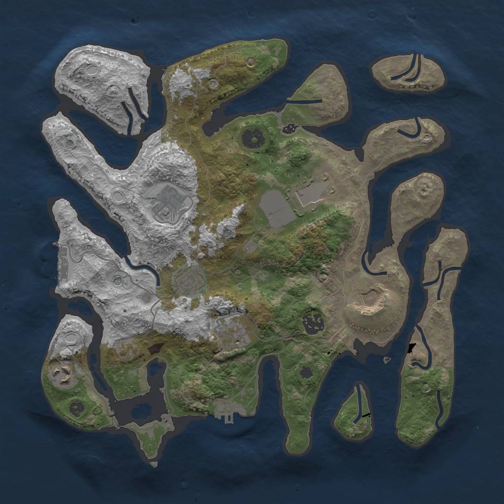 Rust Map: Procedural Map, Size: 3500, Seed: 2083933409, 18 Monuments