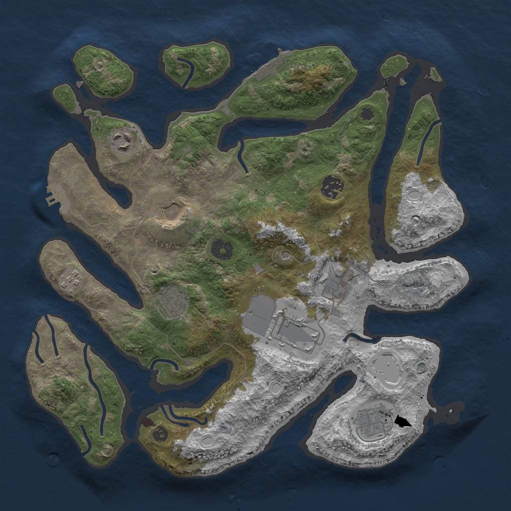 Rust Map: Procedural Map, Size: 3500, Seed: 1754787032, 19 Monuments