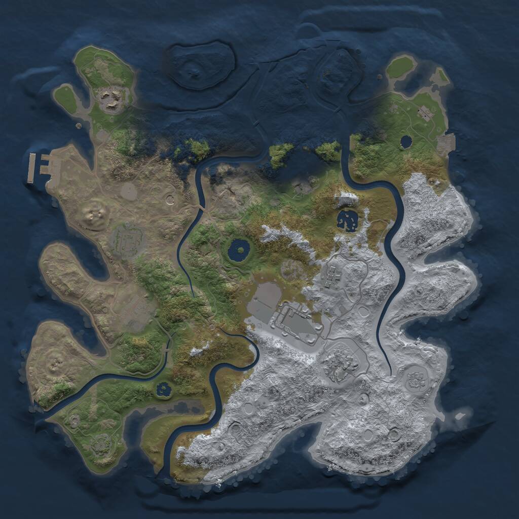Rust Map: Procedural Map, Size: 3500, Seed: 1754787032, 13 Monuments