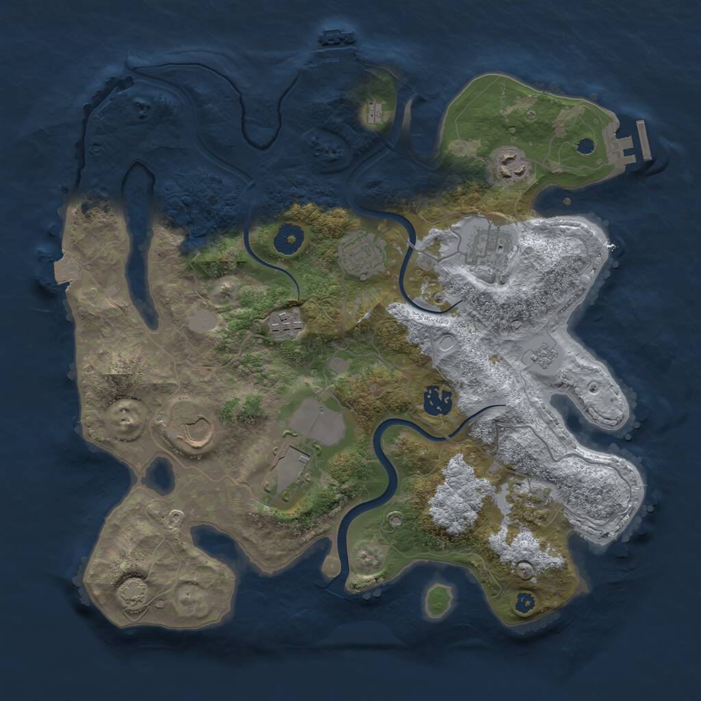 Rust Map: Procedural Map, Size: 3500, Seed: 184918152, 13 Monuments