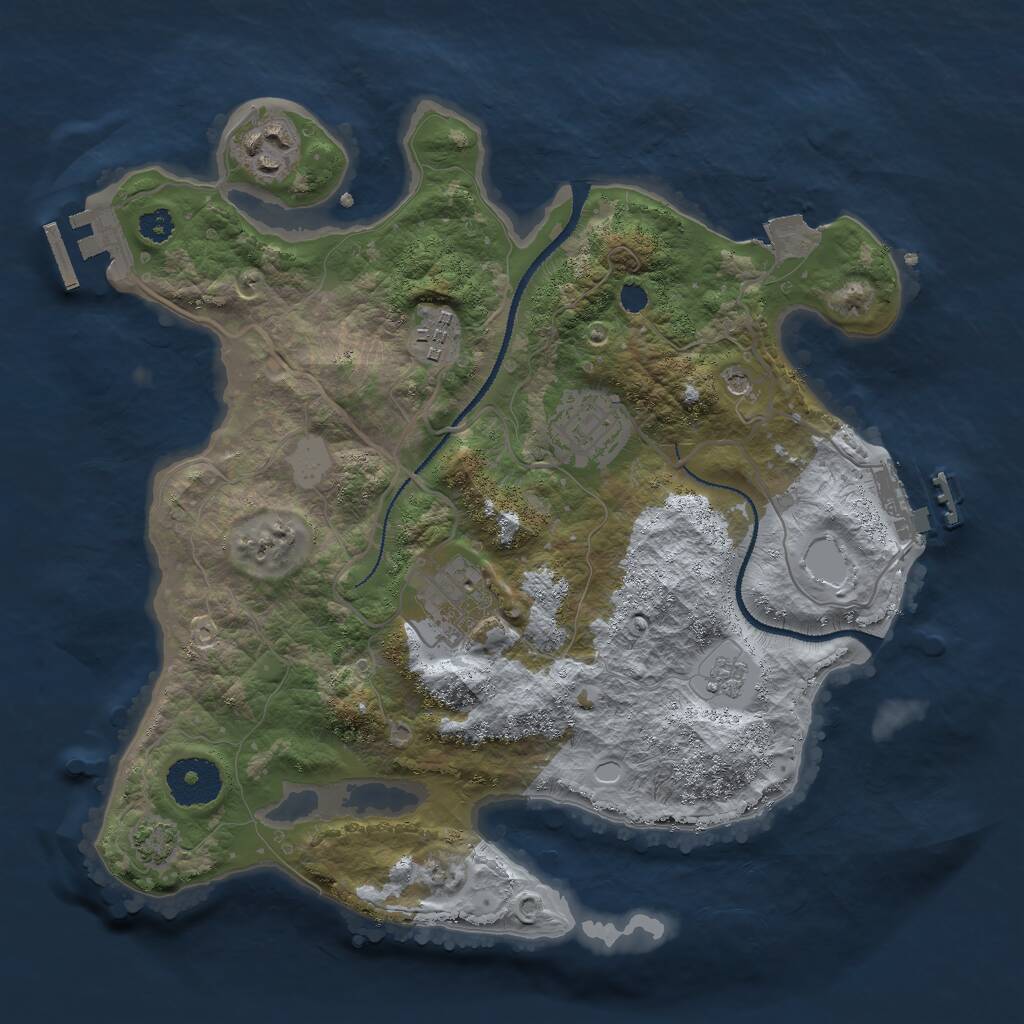 Rust Map: Procedural Map, Size: 3000, Seed: 26783, 10 Monuments