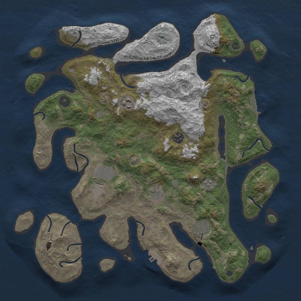 Rust Map: Procedural Map, Size: 4000, Seed: 18976542, 17 Monuments