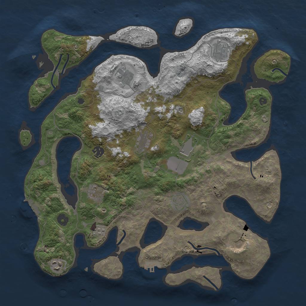Rust Map: Procedural Map, Size: 4000, Seed: 233791, 21 Monuments