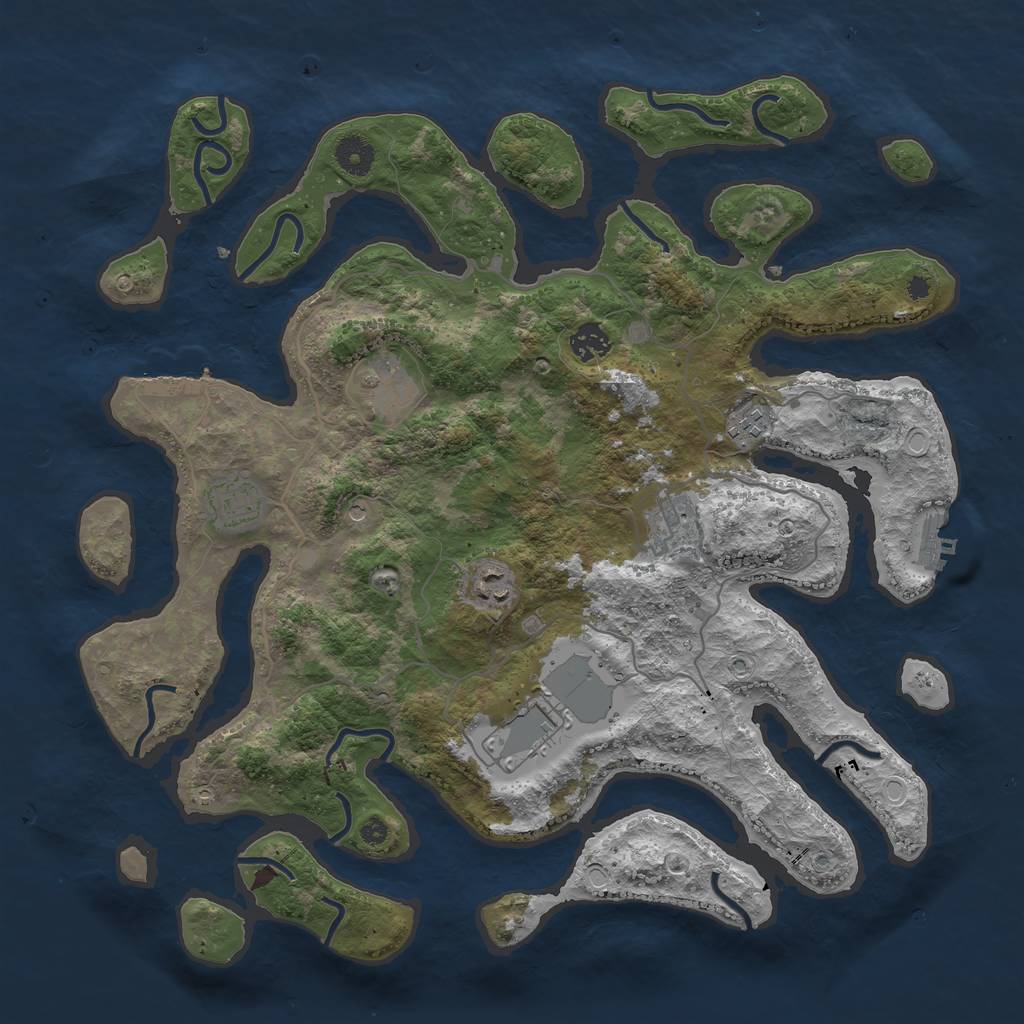 Rust Map: Procedural Map, Size: 4000, Seed: 19880103, 18 Monuments