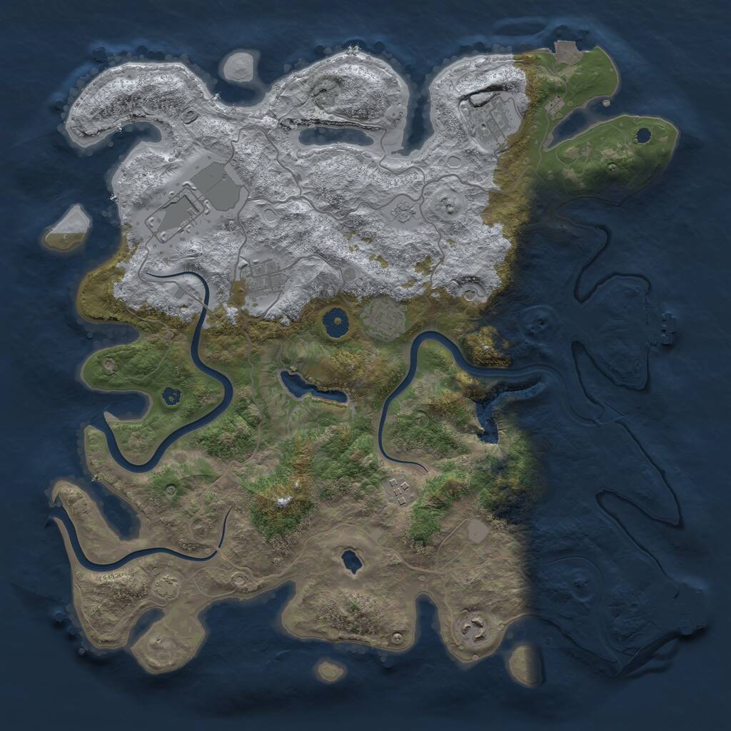 Rust Map: Procedural Map, Size: 4000, Seed: 222222, 12 Monuments