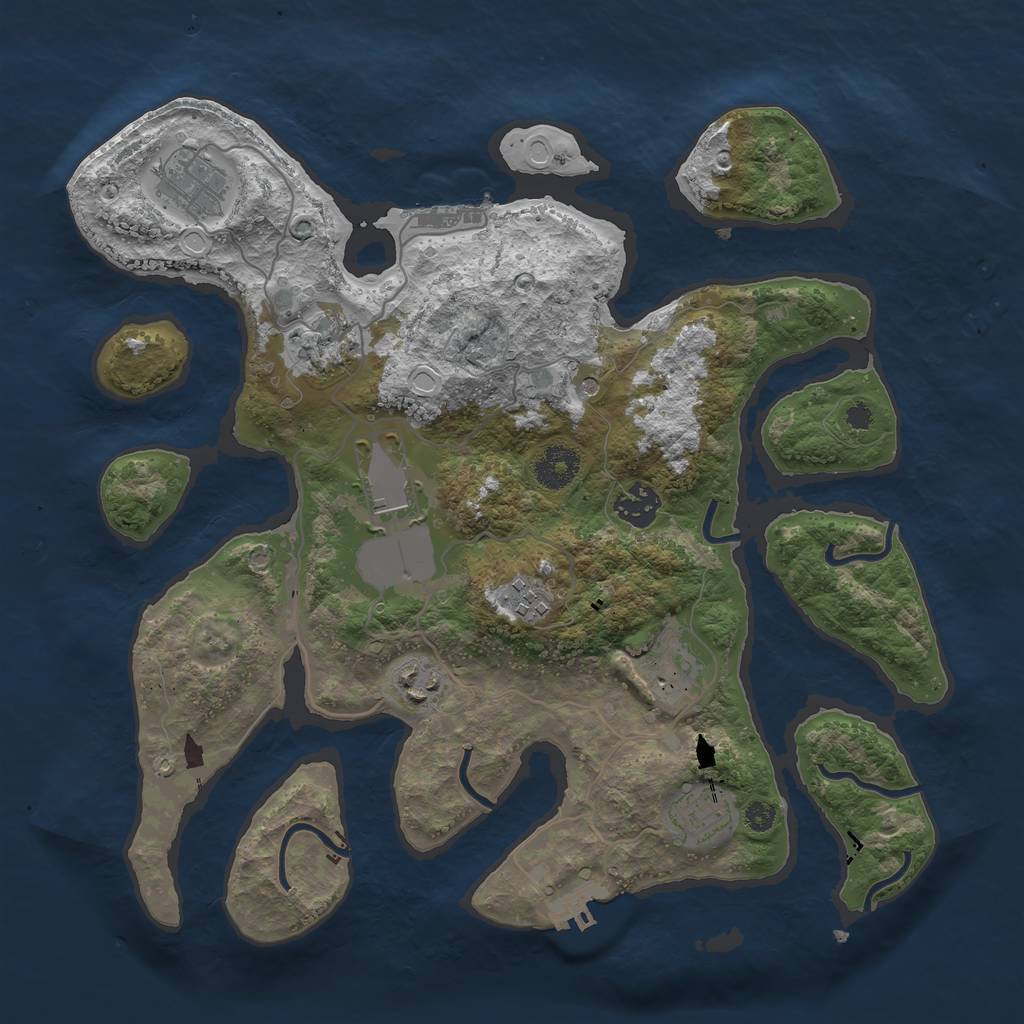 Rust Map: Procedural Map, Size: 3500, Seed: 664783232, 19 Monuments