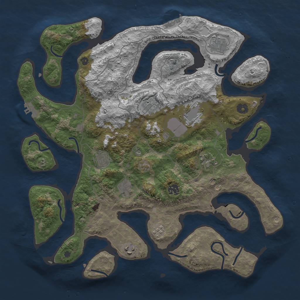 Rust Map: Procedural Map, Size: 4000, Seed: 448983, 20 Monuments