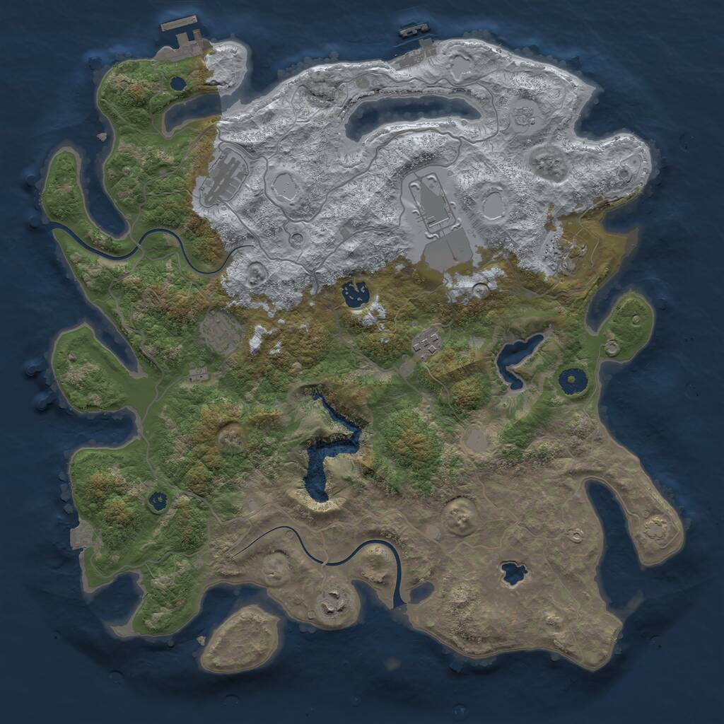 Rust Map: Procedural Map, Size: 4000, Seed: 448983, 13 Monuments