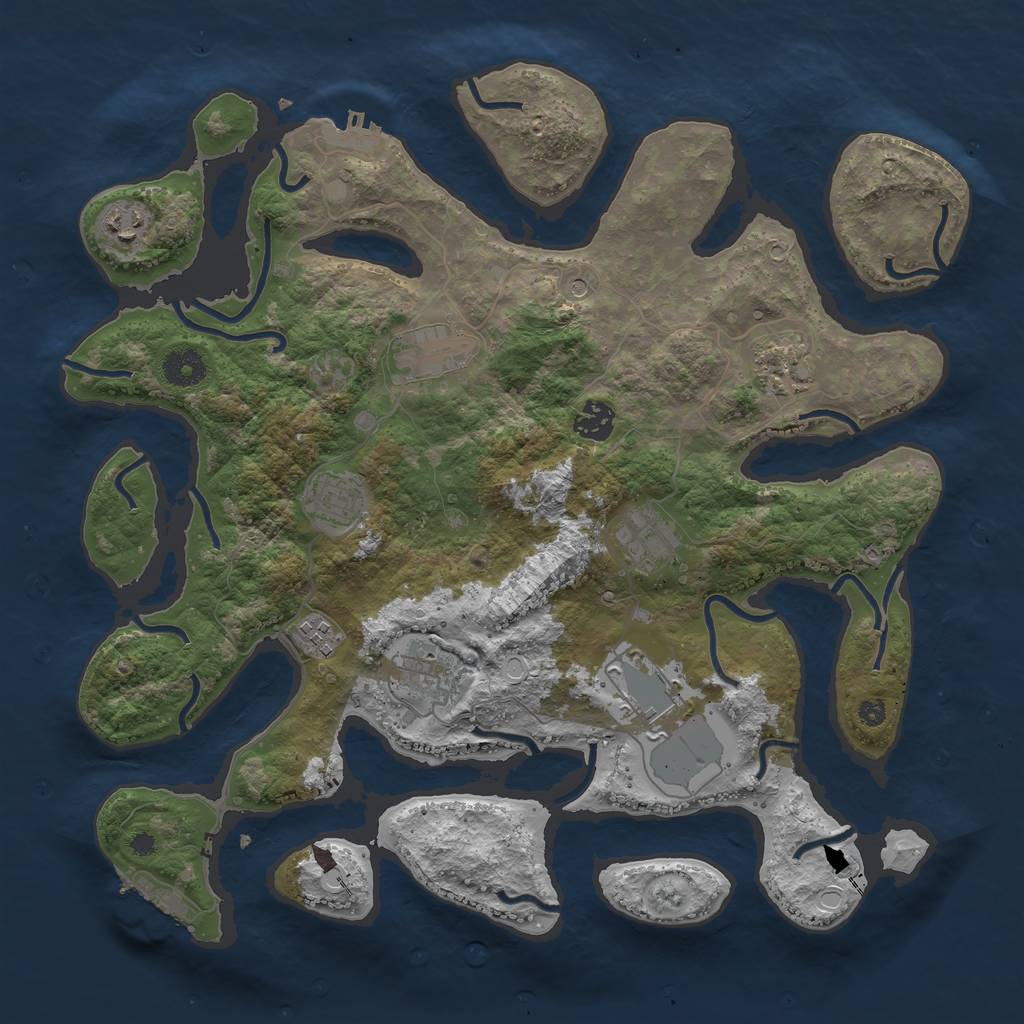 Rust Map: Procedural Map, Size: 3800, Seed: 987351, 20 Monuments